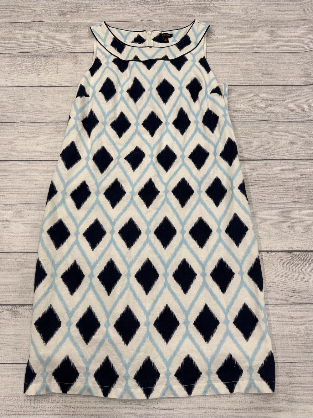 Talbots Blue White Geometric Shift Dress Womens Size 10 Sleeveless